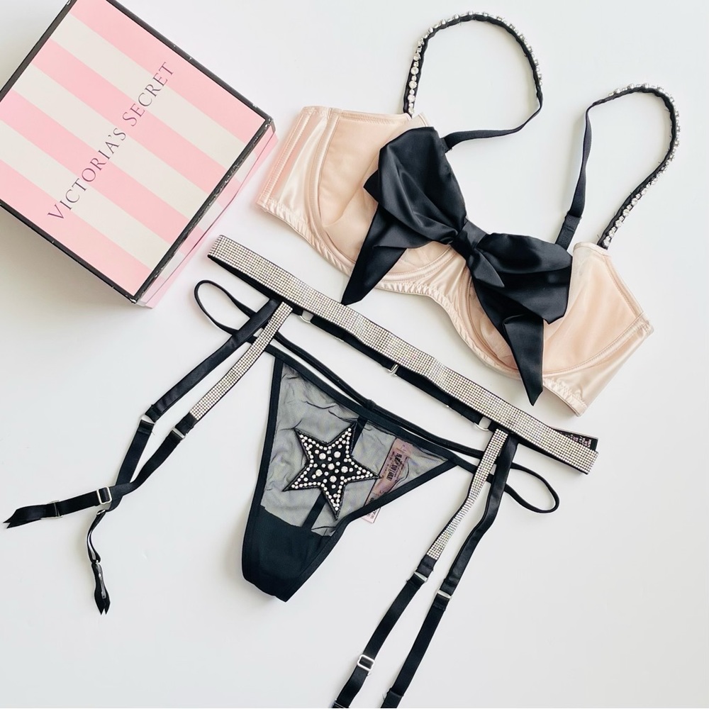 36D LARGE Victoria’s Secret 3PCS bow bra set